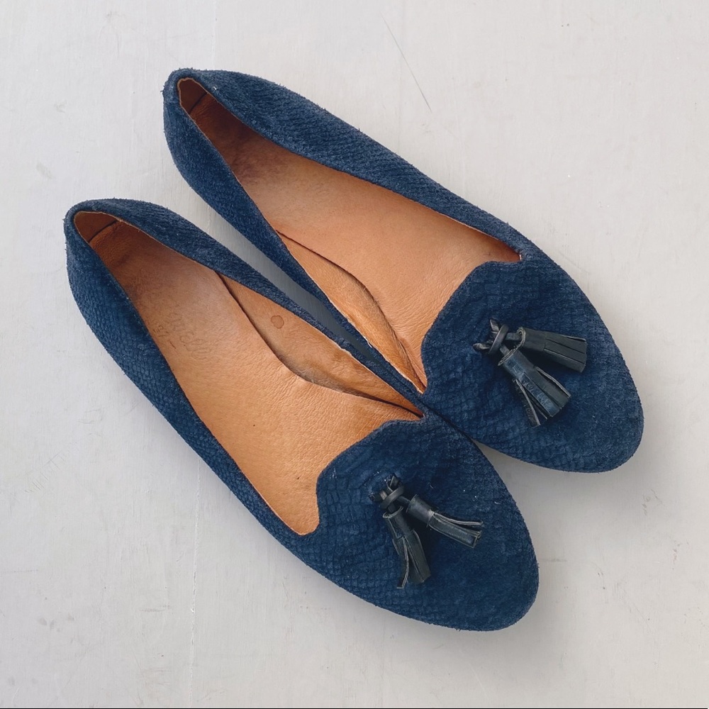 Madewell loafers navy blue tassel slide on